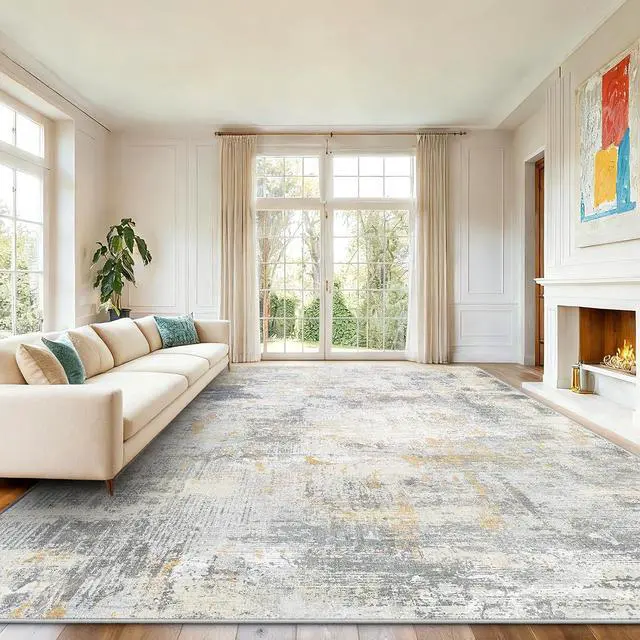 Main image of 8x10 Area Rugs for Living Room, Modern Abstract Washable Rug with Non-Slip Backing & Low Pile, Large Washable Rug with Abstract Pattern for Bedroom, Dinning Room, Home Office,Beige