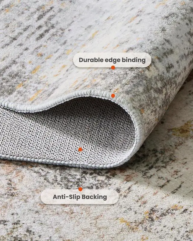Alt view image 4 of 7 - 8x10 Area Rugs for Living Room, Modern Abstract Washable Rug with Non-Slip Backing & Low Pile, Large Washable Rug with Abstract Pattern for Bedroom, Dinning Room, Home Office,Beige
