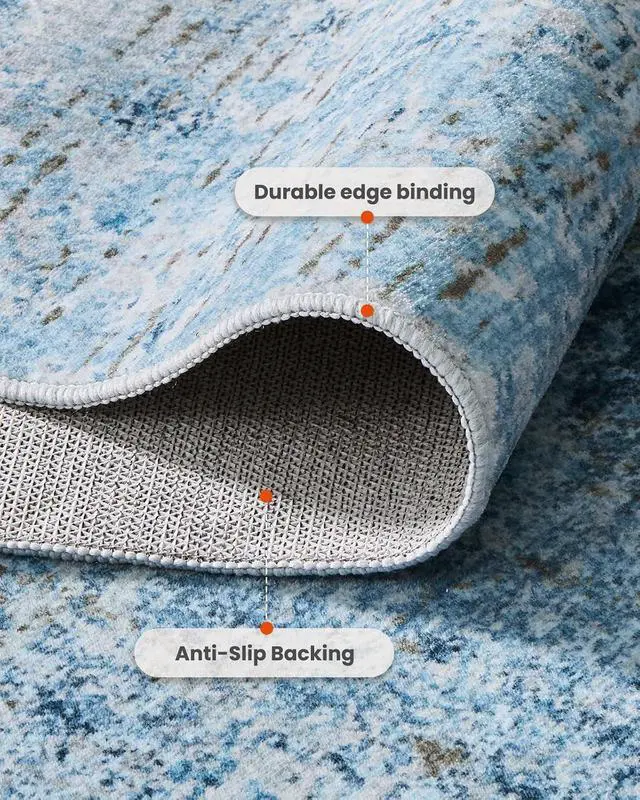Alt view image 4 of 7 - AMADA HOMEFURNISHING 10x14 Area Rugs for Living Room, Modern Large Area Rugs with Non-Slip Backing & Low Pile, Neutral Soft Washable Rug for Large Bedroom Dining Room Nursery Office, Light Blue