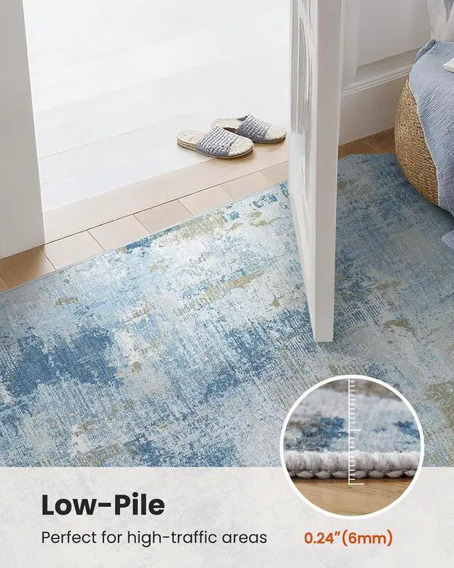Alt view image 6 of 7 - AMADA HOMEFURNISHING 10x14 Area Rugs for Living Room, Modern Large Area Rugs with Non-Slip Backing & Low Pile, Neutral Soft Washable Rug for Large Bedroom Dining Room Nursery Office, Light Blue