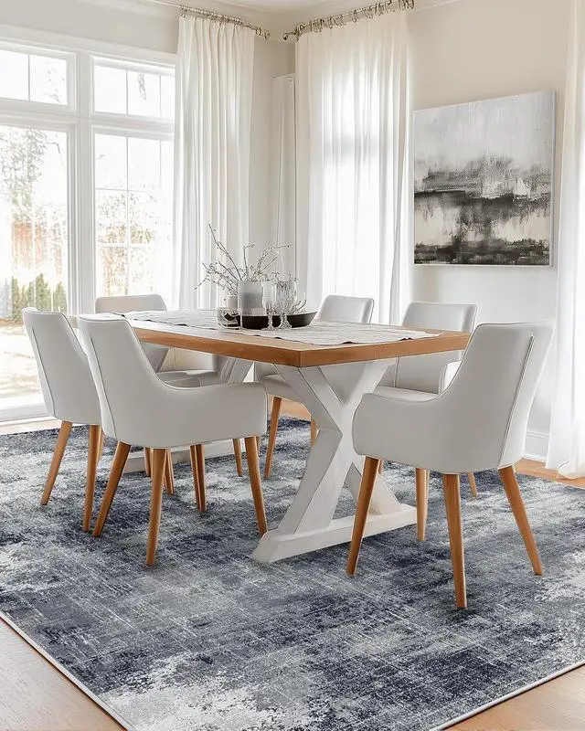 Alt view image 2 of 7 - 6x9 Area Rugs for Living Room, Modern Abstract Washable Rug with Non-Slip Backing & Low Pile Indoor Carpet for Nursery Room, Bedroom and Dinning Room, Grey