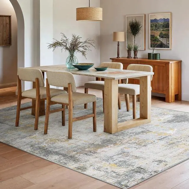 Alt view image 2 of 7 - AMADA HOMEFURNISHING 5x7 Area Rugs for Living Room, Modern Abstract Washable Rug Neutral Soft with Non-Slip Backing & Low Pile Kids Rug for Resistant, Bedroom, Nursery Home Office, Beige