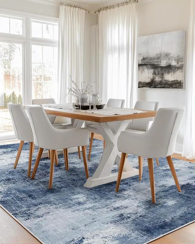 Alt view image 2 of 7 - 6x9 Area Rugs for Living Room, Modern Abstract Washable Rug with Non-Slip Backing & Low Pile Indoor Carpet for Nursery Room, Bedroom and Dinning Room, Dark Blue
