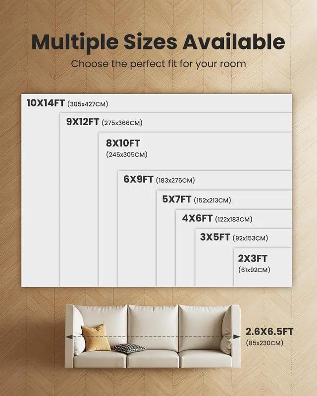 Alt view image 3 of 7 - AMADA HOMEFURNISHING 10x14 Area Rugs for Living Room, Modern Large Area Rugs with Non-Slip Backing & Low Pile, Neutral Soft Washable Rug for Large Bedroom Dining Room Nursery Office, Grey
