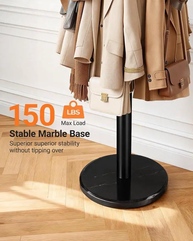 Alt view image 5 of 7 - Pipishell 3 Tier Bamboo Shoe Rack Bench & Metal Coat Rack with Sturdy Marble Base