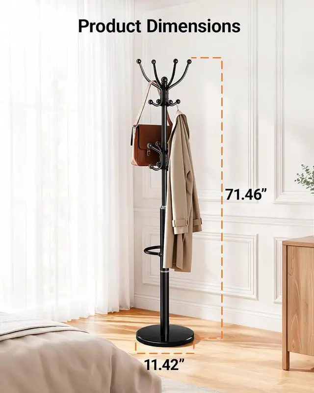 Alt view image 3 of 7 - Pipishell 3 Tier Bamboo Shoe Rack Bench & Metal Coat Rack with Sturdy Marble Base
