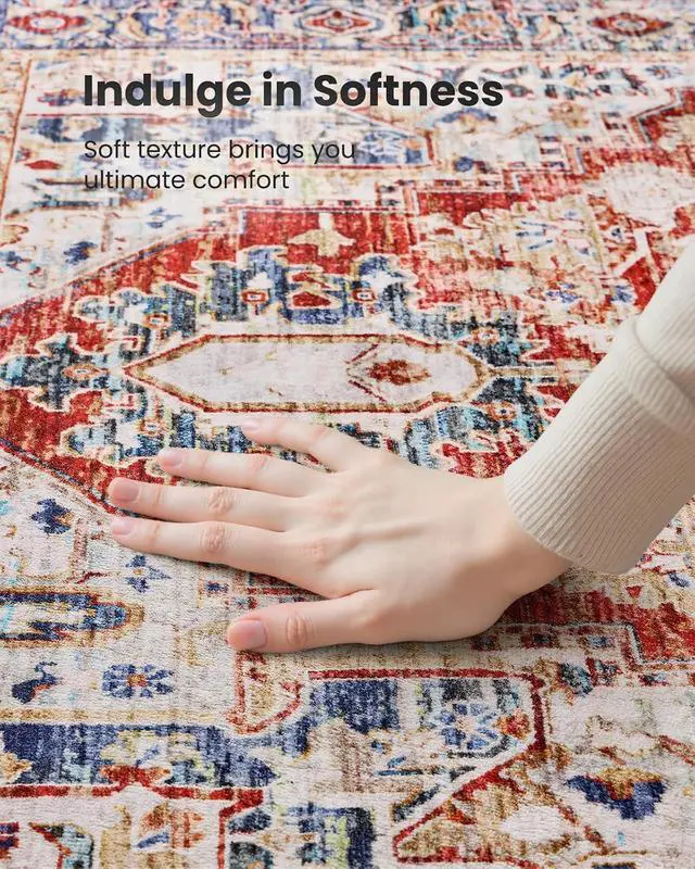 Alt view image 7 of 7 - AMADA HOMEFURNISHING 5x7 Area Rugs, Washable Living Room Rug Low-Profile with Non-Slip Backing & Durable Edge Binding, Vintage 5x7 Rugs for Living Room, Bedroom, Dinning Room