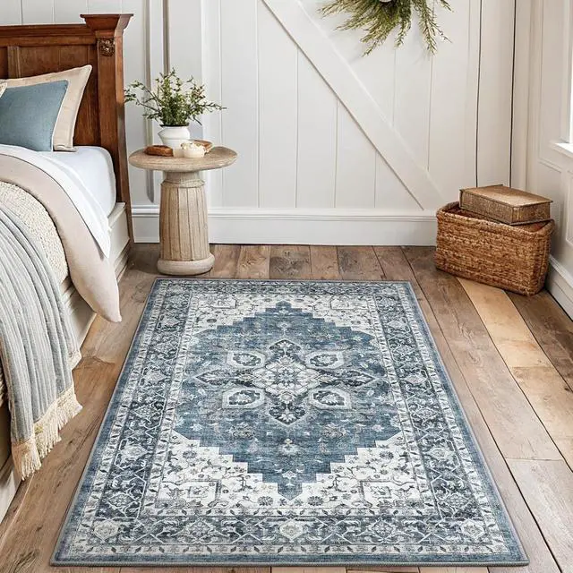 Alt view image 3 of 7 - AMADA HOMEFURNISHING 5x7 and 3x5 Area Rugs Buying Together, Soft, Machine Washable, Stain-Resistant, Low-Profile Indoor Area Rugs with Non-Slip Backing & Durable Edge Binding