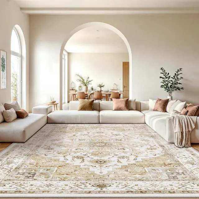 Alt view image 3 of 7 - AMADA HOMEFURNISHING 8x10 and 10x14 Area Rugs Buying Together, Soft, Machine Washable, Stain-Resistant, Low-Profile Indoor Area Rugs with Non-Slip Backing & Durable Edge Binding