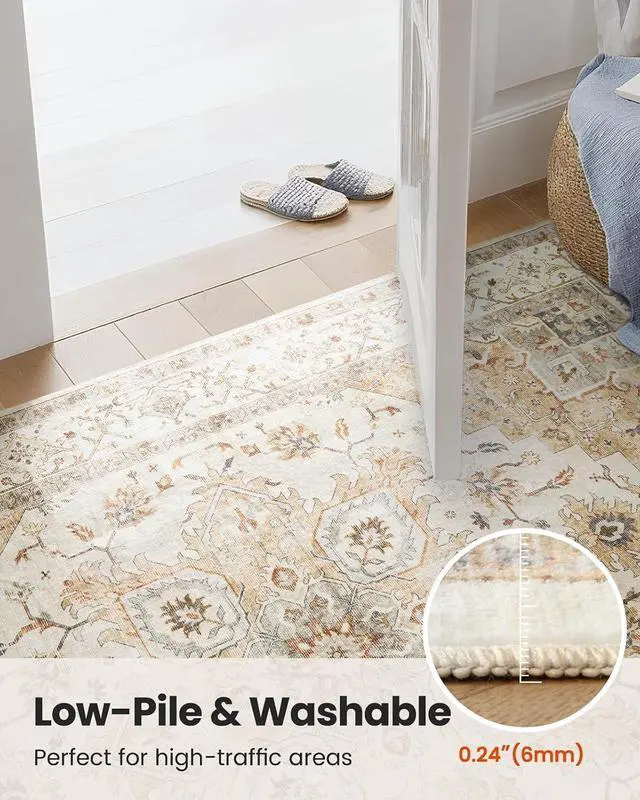 Alt view image 7 of 7 - AMADA HOMEFURNISHING 10x14 Washable Area Rug, Low-Profile Large Area Rug with Non-Slip Backing & Durable Edge Binding, Vintage Large Rugs for Living Room, Bedroom & Dinning Room