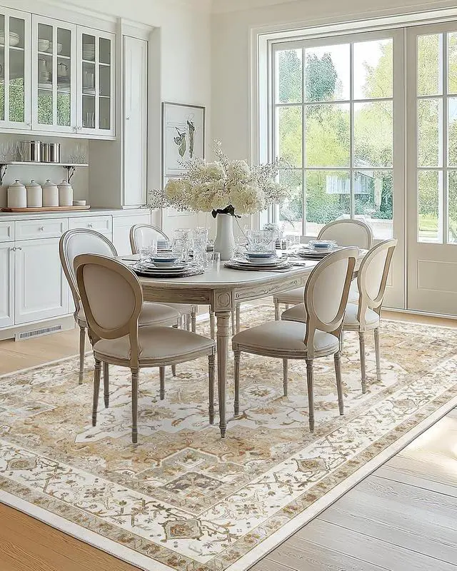 Alt view image 3 of 7 - AMADA HOMEFURNISHING 6x9 Area Rugs, Beige Washable Rug Low-Profile with Non-Slip Backing & Durable Edge Binding, Vintage Rugs for Living Room, Bedroom, Dinning Room