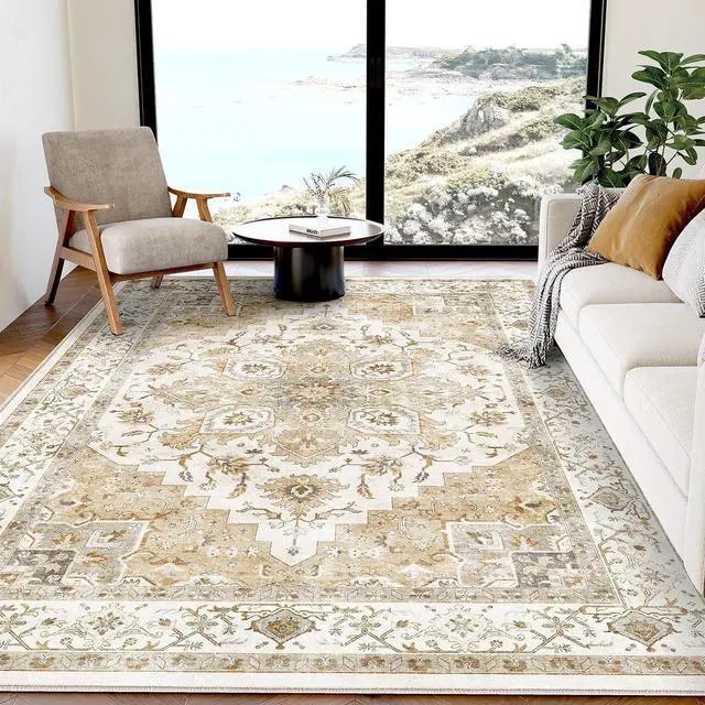 Alt view image 3 of 7 - AMADA HOMEFURNISHING 8x10 and 5x7 Area Rugs Buying Together, Soft, Machine Washable, Stain-Resistant, Low-Profile Indoor Area Rugs with Non-Slip Backing & Durable Edge Binding