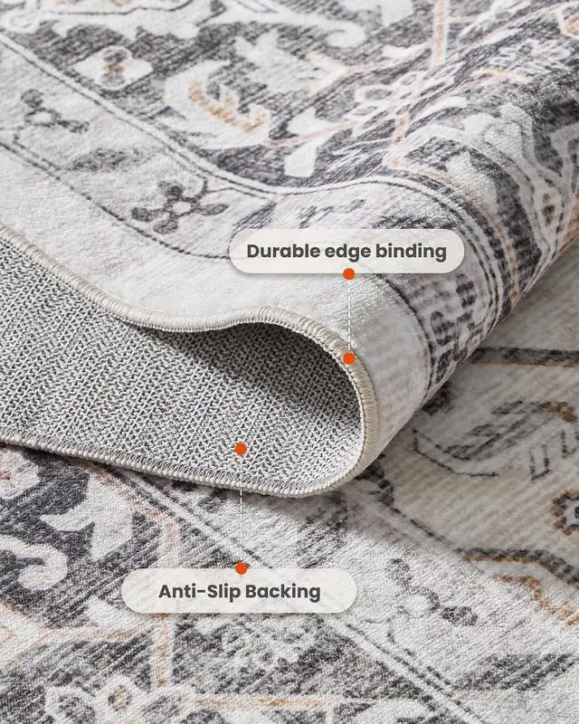 Alt view image 6 of 7 - AMADA HOMEFURNISHING 6x9 Area Rugs, Blue Low-Profile Washable Rug with Non-Slip Backing & Durable Edge Binding, Vintage Rugs for Living Room, Bedroom, Dinning Room