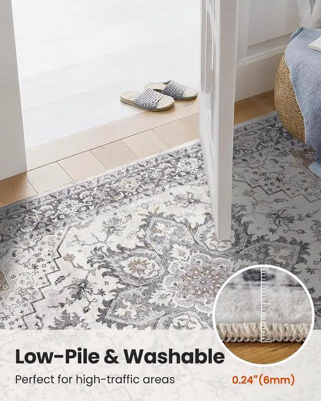 Alt view image 7 of 7 - AMADA HOMEFURNISHING 6x9 Area Rugs, Blue Low-Profile Washable Rug with Non-Slip Backing & Durable Edge Binding, Vintage Rugs for Living Room, Bedroom, Dinning Room