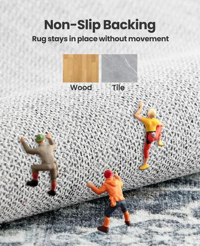 Alt view image 5 of 7 - AMADA HOMEFURNISHING 6x9 Area Rugs, Blue Low-Profile Washable Rug with Non-Slip Backing & Durable Edge Binding, Vintage Rugs for Living Room, Bedroom, Dinning Room