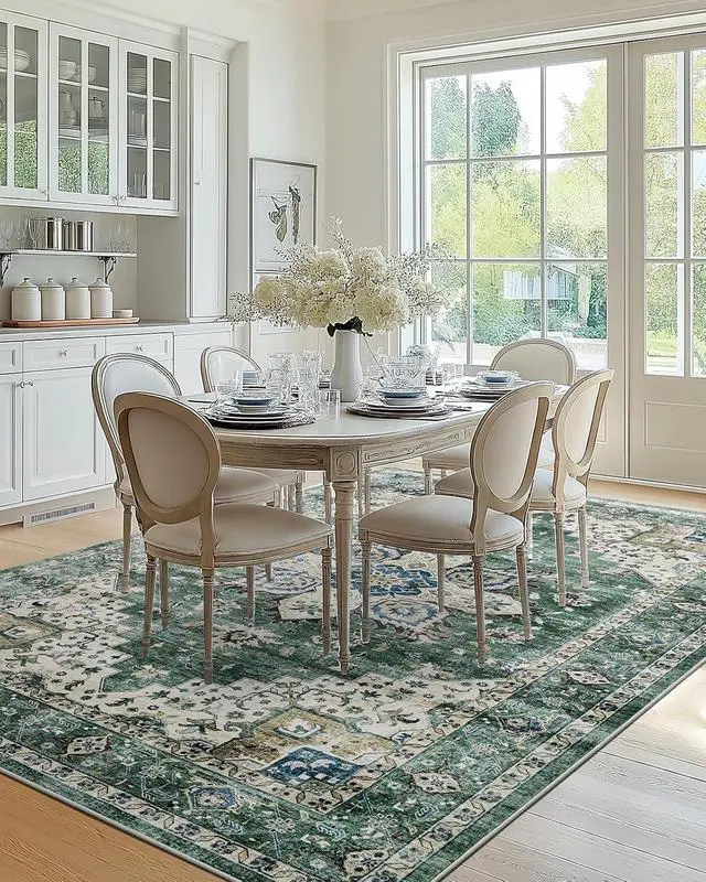 Alt view image 3 of 7 - AMADA HOMEFURNISHING 6x9 Area Rug, Washable Low-Profile Large Area Rug with Non-Slip Backing & Durable Edge Binding, Vintage Large Rugs for Living Room, Bedroom