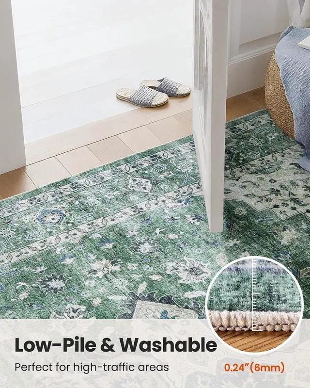 Alt view image 7 of 7 - AMADA HOMEFURNISHING 8x10 Area Rug, Washable Low-Profile Large Area Rug with Non-Slip Backing & Durable Edge Binding, Vintage Large Rugs for Living Room, Bedroom