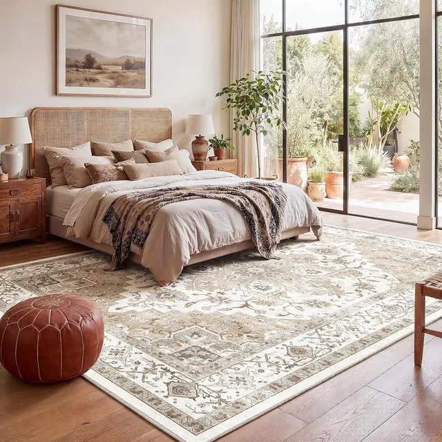 Alt view image 7 of 7 - AMADA HOMEFURNISHING 9x12 Area Rugs, Low-Profile Large Washable Area Rug with Non-Slip Backing & Durable Edge Binding, Vintage Rugs for Living Room, Bedroom & Dinning Room