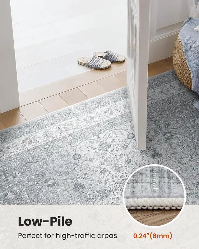 Alt view image 7 of 7 - AMADA HOMEFURNISHING 8x10 Area Rugs, Washable Living Room Rug with Non-Slip Backing, Low Pile and Durable Edge Binding, Soft Vintage Floral Rugs for Living Room, Bedroom, Dining Room
