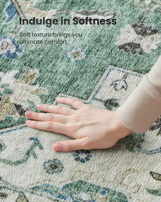 Alt view image 6 of 7 - AMADA HOMEFURNISHING 10x14 Washable Area Rug, Low-Profile Large Area Rug with Non-Slip Backing & Durable Edge Binding, Vintage Large Rugs for Living Room, Bedroom & Dining Room