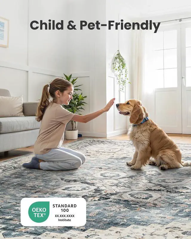 Alt view image 5 of 7 - AMADA HOMEFURNISHING 5x7 and 8x8 Round Area Rugs Buying Together, Soft, Machine Washable, Stain-Resistant, Low-Profile Indoor Area Rugs with Non-Slip Backing & Durable Edge Binding