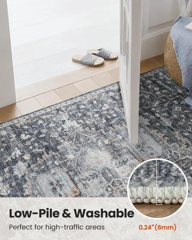 Alt view image 7 of 7 - AMADA HOMEFURNISHING 6x9 Area Rugs, Blue Low-Profile Washable Rug with Non-Slip Backing & Durable Edge Binding, Vintage Rugs for Living Room, Bedroom, Dinning Room
