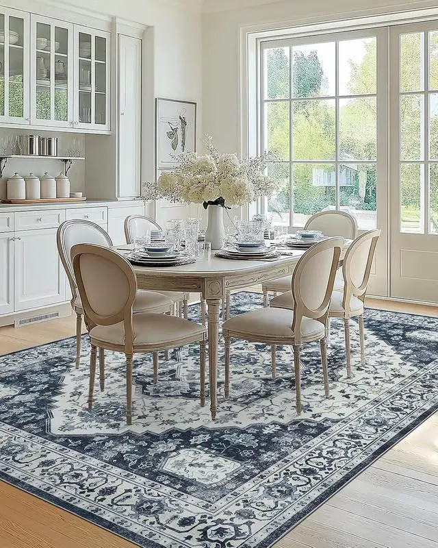 Alt view image 7 of 7 - AMADA HOMEFURNISHING 8x10 Area Rug, Washable Low-Profile Large Area Rug with Non-Slip Backing & Durable Edge Binding, Vintage Large Rugs for Living Room, Bedroom