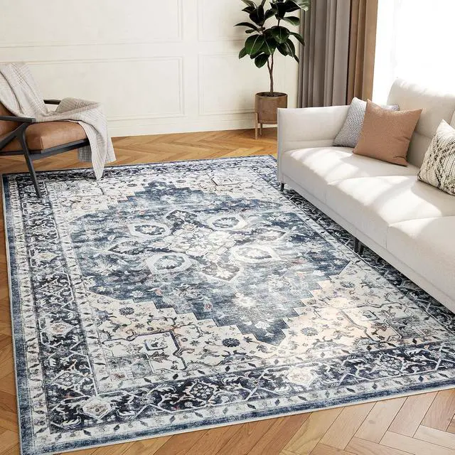 Alt view image 6 of 7 - AMADA HOMEFURNISHING 5x7 Area Rugs, Washable Living Room Rug Low-Profile with Non-Slip Backing & Durable Edge Binding, Vintage 5x7 Rugs for Living Room, Bedroom, Dinning Room