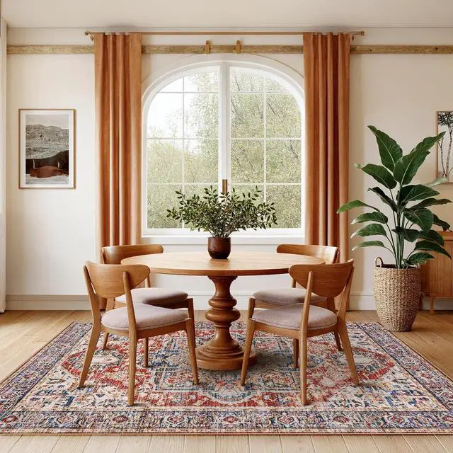 Alt view image 4 of 7 - AMADA HOMEFURNISHING 5x7 Area Rugs, Washable Living Room Rug Low-Profile with Non-Slip Backing & Durable Edge Binding, Vintage 5x7 Rugs for Living Room, Bedroom, Dinning Room