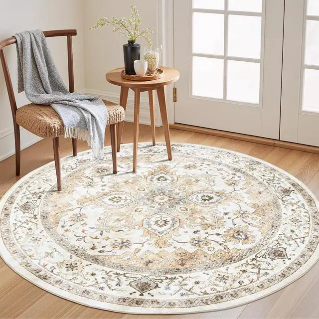 Alt view image 3 of 7 - AMADA HOMEFURNISHING 8x10 and 5x5 Round Area Rugs Buying Together, Soft, Machine Washable, Stain-Resistant, Low-Profile Indoor Area Rugs with Non-Slip Backing & Durable Edge Binding
