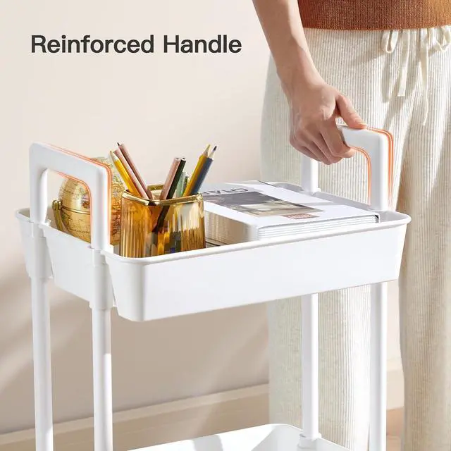 Alt view image 5 of 7 - Pipishell 3-Tier Rolling Storage Cart + Bamboo Nightstand Set of 2 Bundle, Utility Organizer Cart with Wheels & Stackable Bedside Tables for Home, Kitchen, Bathroom & Bedroom