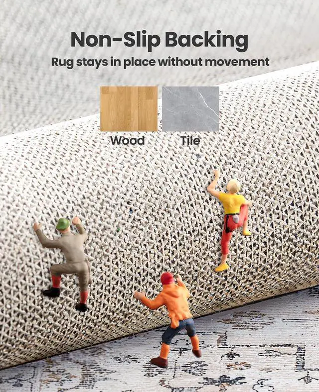 Alt view image 6 of 7 - AMADA HOMEFURNISHING 5x7 Area Rugs, Washable Living Room Rug Low-Profile with Non-Slip Backing & Durable Edge Binding, Vintage 5x7 Rugs for Living Room, Bedroom, Dinning Room