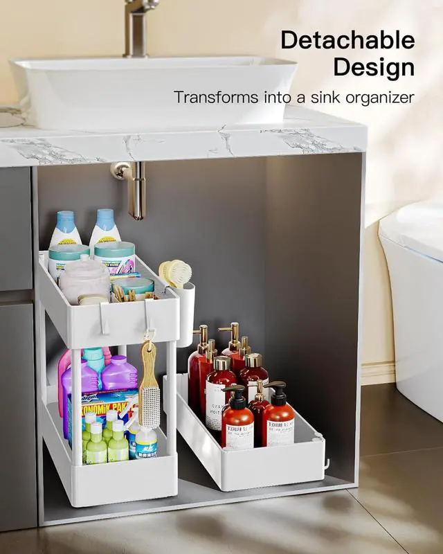 Alt view image 6 of 7 - Pipishell Slim Storage Cart with Wheels, Bathroom Cart Organizer Storage Small, Rolling Carts for Bathroom, Laundry Room, Kitchen, Narrow Space, White PIUC04W