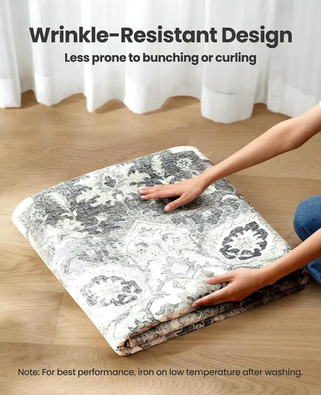 Alt view image 7 of 7 - AMADA HOMEFURNISHING 8x10 Area Rugs, Low-Profile Large Washable Area Rug with Non-Slip Backing & Durable Edge Binding, Vintage Rugs for Living Room, Bedroom, Dinning Room