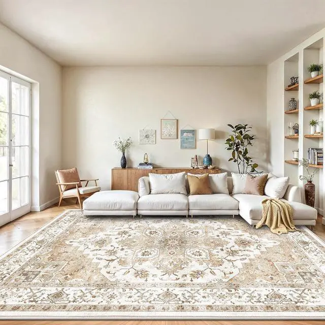Alt view image 2 of 7 - AMADA HOMEFURNISHING 8x10 and 2x5 Area Rugs Buying Together, Soft, Machine Washable, Stain-Resistant, Low-Profile Indoor Area Rugs with Non-Slip Backing & Durable Edge Binding