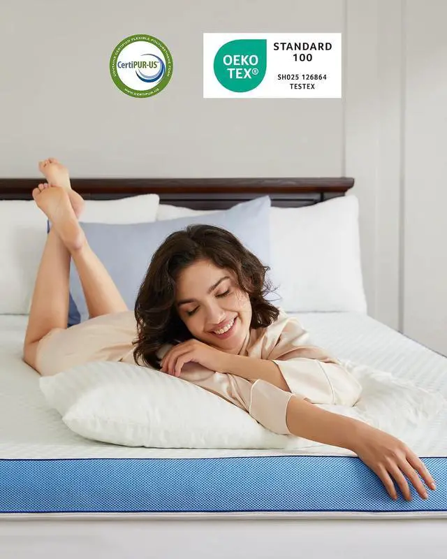 Alt view image 4 of 7 - PERLECARE 3 Inch Firm Mattress Topper Full Size, Cooling Gel-Infused & Bamboo Charcoal Memory Foam Bed Topper for Pressure Relief, High-Density Mattress Pad with Removable Cover