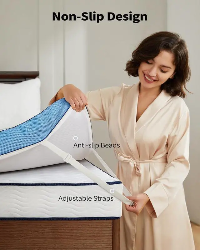Alt view image 5 of 7 - PERLECARE 3 Inch Firm Mattress Topper Full Size, Cooling Gel-Infused & Bamboo Charcoal Memory Foam Bed Topper for Pressure Relief, High-Density Mattress Pad with Removable Cover