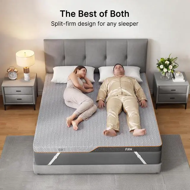 Alt view image 2 of 7 - Amada Firm Mattress Topper Queen-Dual Firmness, 3" Bed Topper with Extra Firm & Firm Zones, Dual Sided High-Density Memory Foam Mattress Pad for Back Pain, Non-Slip & Removable Cover, 60"×80"