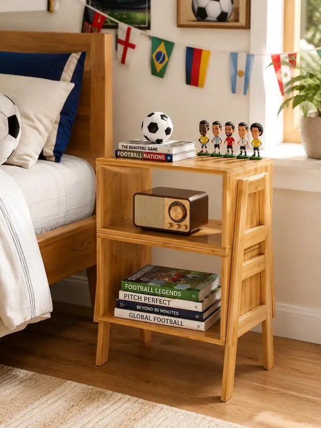 Alt view image 2 of 7 - Pipishell Nightstands Set of 2, Bamboo Stackable Bedside Table, Night Stands with Storage Shelf, Small Bed Side Tables, 2-Tier End Table for Bedroom, Dorm and Small Space Storage (Natural)