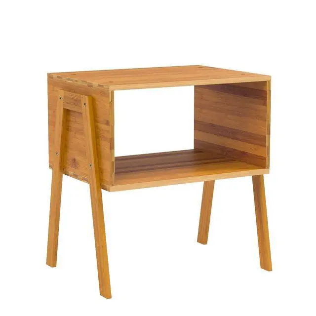 Alt view image 4 of 7 - Pipishell Nightstands Set of 2, Bamboo Stackable Bedside Table, Night Stands with Storage Shelf, Small Bed Side Tables, 2-Tier End Table for Bedroom, Dorm and Small Space Storage (Natural)