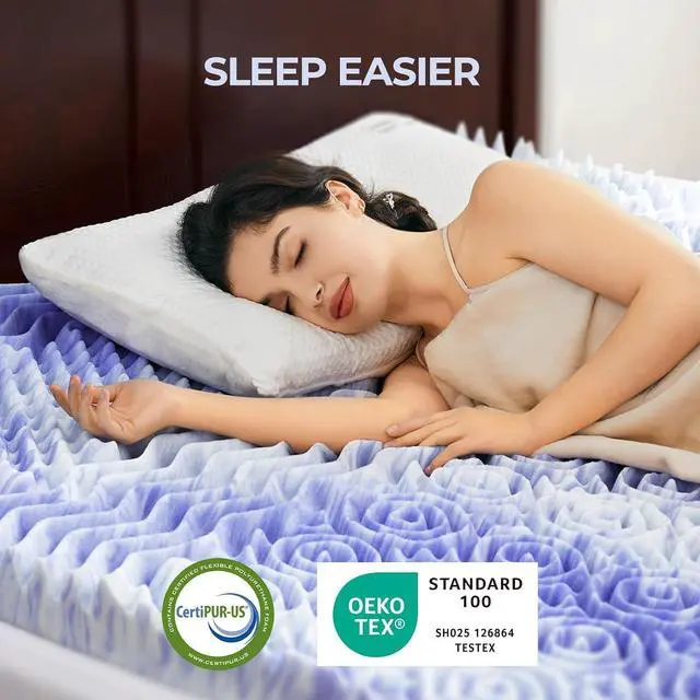 Alt view image 3 of 7 - Dreamsmith Twin XL Mattress Topper, 4 Inch Mattress Topper Twin XL 7-Zone Memory Foam Pressure Relief Soft Mattress Pad, Made with CertiPUR-US® Certified Foam, Oeko-Tex Certified, Dorm Room Essentials