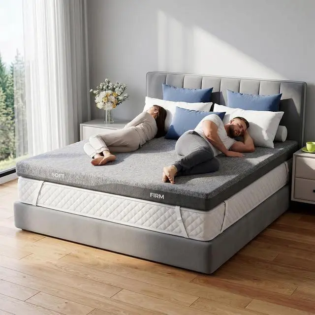Alt view image 5 of 7 - PERLECARE Dual Firmness Mattress Topper California King Size, 3 Inch Split Soft & Firm Mattress Topper for Pressure Relief & Back Pain, Non-Slip & Removable, CertiPUR-US Certified
