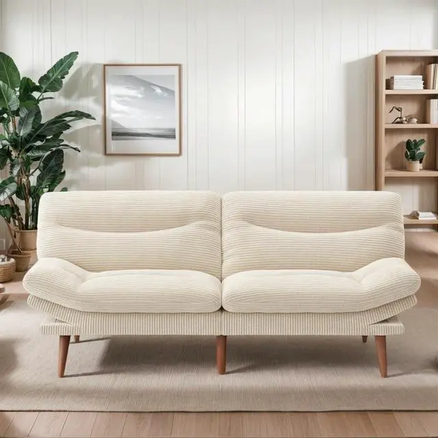 Main image of 75Futon Sofa Bed,3-in-1 Futon Couch w/Adjustable Backrest & Armrests, Convertible Sleeper Sofa Bed, Small Folding Sleeper Recliner w/Removable Cushion for Apartment, Living Room,Office (75in,Beige)
