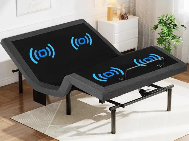 Main image of Pipishell Queen Adjustable Bed Frame with Massage, Electric Bed Base with Head & Foot Incline, USB-A & USB-C Ports, LED Under-Bed Lighting, 4 Leg Height Options, and Easy 3-Step Assembly