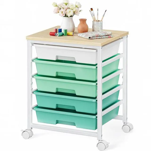 Main image of Pipishell Rolling Cart with 8 Drawers, Rolling Storage Drawer Cart with Lockable Wheels & Wood Tabletop, Craft Organizers and Storage for Craft Room, Classroom, Home Office, Kids Room, Green Gradient
