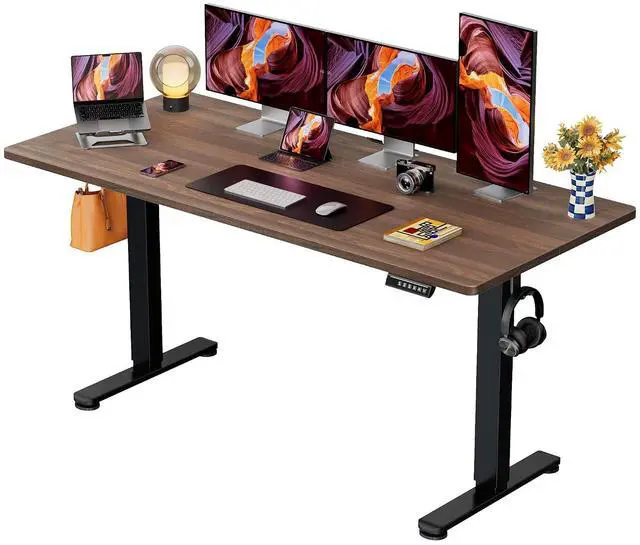 Main image of ErGear Height Adjustable Electric Standing Desk, 71 x 30 Inches Sit Stand up Desk, Memory Computer Home Office Desk, Dark Walnut