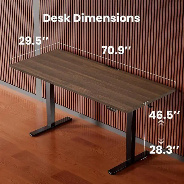 Alt view image 3 of 7 - ErGear Height Adjustable Electric Standing Desk, 71 x 30 Inches Sit Stand up Desk, Memory Computer Home Office Desk, Dark Walnut