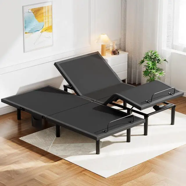 Main image of Pipishell Split King Adjustable Bed Frame, Electric Bed Base with Head & Foot Incline, USB-A & USB-C Ports, LED Under-Bed Lighting, 4 Leg Height Options, and Easy 3-Step Assembly