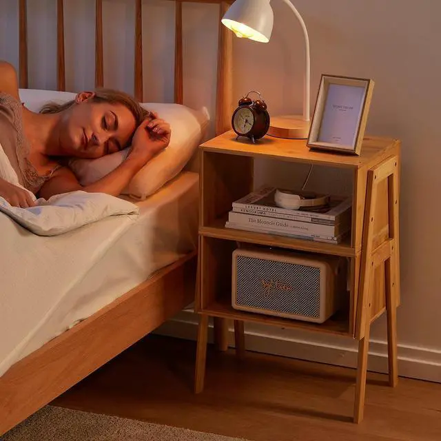Alt view image 2 of 7 - Pipishell Nightstands Set of 2 & Bamboo Expandable Silverware Drawer Organizer