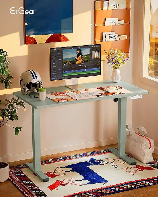 Alt view image 2 of 7 - ErGear Height Adjustable Electric Standing Desk, 32 x 19 Inches Sit Stand up Desk, Memory Computer Home Office Desk,Green